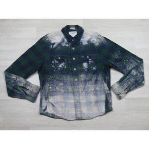 Abercrombie & Fitch Muscle Fit Flannel Shirt Men's (XL) Plaid Bleach Splatter